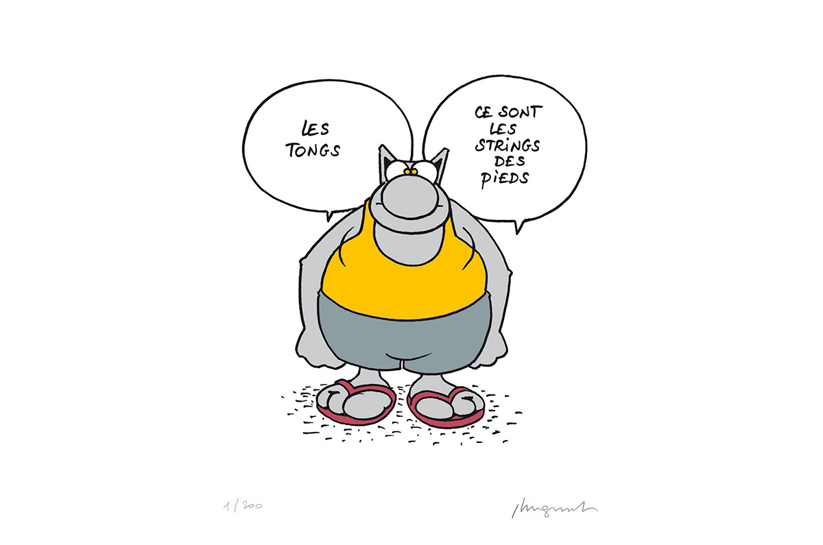 Sérigraphie Le Chat de Philippe Geluck Tongs